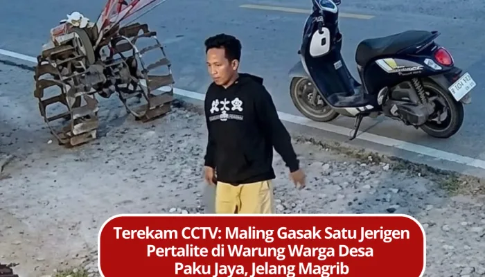 Terekam CCTV: Maling Gasak Satu Jerigen Pertalite di Warung Warga Desa Paku Jaya Jelang Magrib
